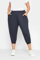Plus Size Yours Curve Charcoal Grey Cropped Jersey Harem Joggers Size 30-32 | Women's Plus Size and Curve Fashion