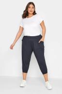 Plus Size Yours Curve Charcoal Grey Cropped Jersey Harem Joggers Size 30-32 | Women's Plus Size and Curve Fashion
