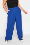 Plus Size Yours Curve Cobalt Blue Elasticated Waist Pullon Wide Leg Trousers Size 26 | Women's Plus Size and Curve Fashion