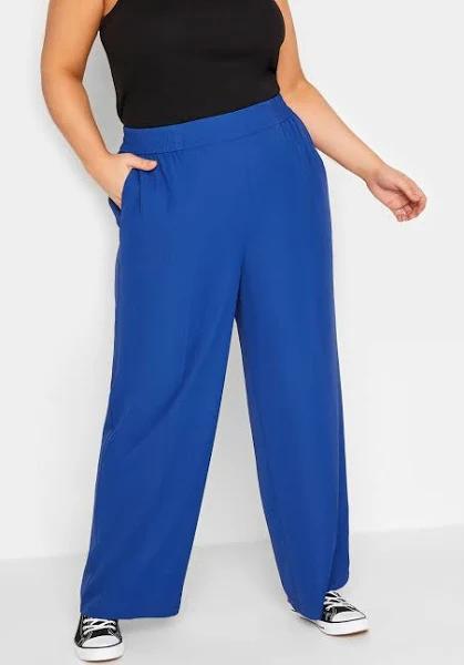 Plus Size Yours Curve Cobalt Blue Elasticated Waist Pullon Wide Leg Trousers Size 26 | Women's Plus Size and Curve Fashion