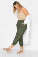 Plus Size Yours Curve Khaki Green Harem Cropped Joggers Inside Leg Size 22" , Waist Size 26-28 | Women's Plus Size and Curve Fashion