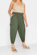 Plus Size Yours Curve Khaki Green Harem Cropped Joggers Inside Leg Size 22" , Waist Size 34-36 | Women's Plus Size and Curve Fashion