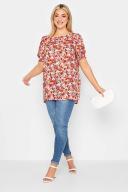 Plus Size Yours Curve Orange Floral Short Sleeve Blouse Size 20 | Women's Plus Size and Curve Fashion