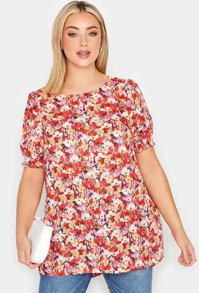 Plus Size Yours Curve Orange Floral Short Sleeve Blouse Size 20 | Women's Plus Size and Curve Fashion