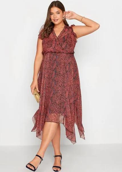 Plus Size Yours Curve Red Animal Print Hanky Hem Dress Size 20 | Women's Plus Size and Curve Fashion