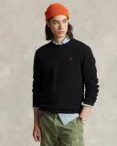 Polo Ralph Lauren - Men's Black Sweats - Textured-Knit Cotton Sweater - Size M at The Iconic