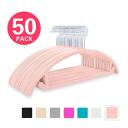Premium Velvet Hangers (Pack of 50) Heavyduty- Non Slip No Shoulder Bump Suit Hangers - Chrome Hooks,Space Saving Clothes Hangers,Rounded Hangers