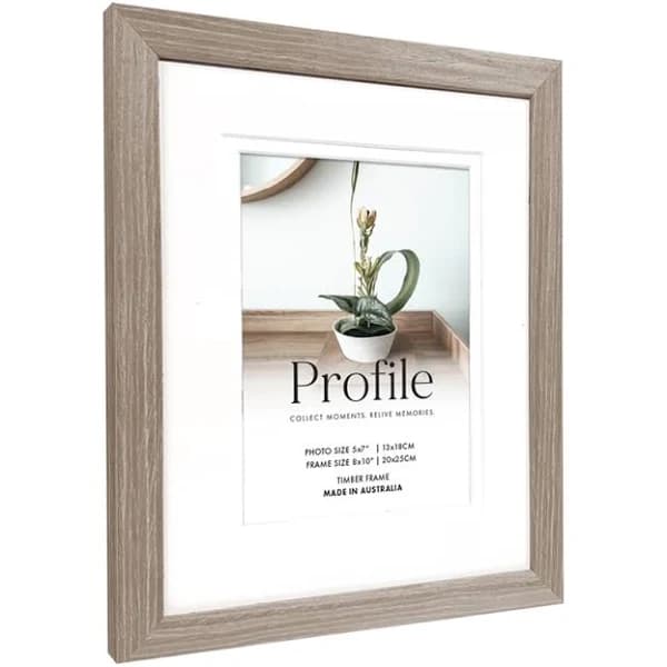 Profile Deluxe Stone Ash - Timber Photo Frame | PhotoXpert 12x16" 30x40cm With Open 8x12" 20x30cm