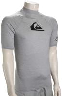 Quiksilver Men's All Time Short Sleeve UPF 50 Rash Guard - Sleet Heather - Swimoutlet.com