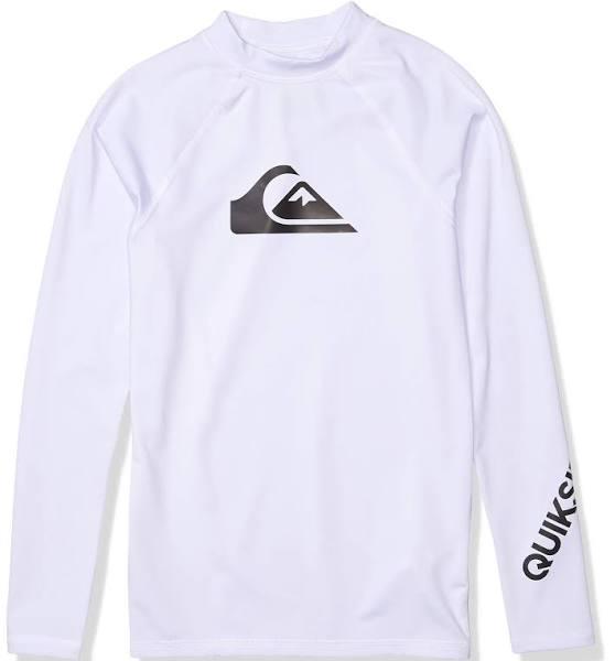 Quiksilver Youth All Time Long Sleeve UPF 50 Rash Guard Big Kid Shirt - White Large/14 - Swimoutlet.com