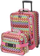 Rockland Fashion Softside Upright Luggage Set, Tribal, 2-Piece Set (14/19), Fashion Softside Upright Luggage Set