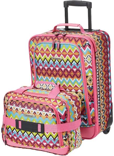 Rockland Fashion Softside Upright Luggage Set, Tribal, 2-Piece Set (14/19), Fashion Softside Upright Luggage Set