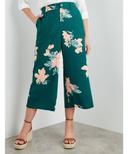 Rockmans Ankle Length Button Trim Linen Blend Pant - Green Floral - Womens Trousers - Size 16 - Ezibuy