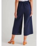 Rockmans Ankle Length Button Trim Linen Blend Pant - Womens - Navy Size Medium - AfterPay & zipPay Available