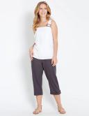 Rockmans Crop Linen Button Pants