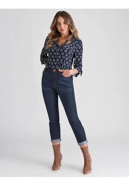 Rockmans Full Length Stitch Detail Denim Jeans - Womens - Dark Indigo Onl Size Medium - AfterPay & zipPay Available