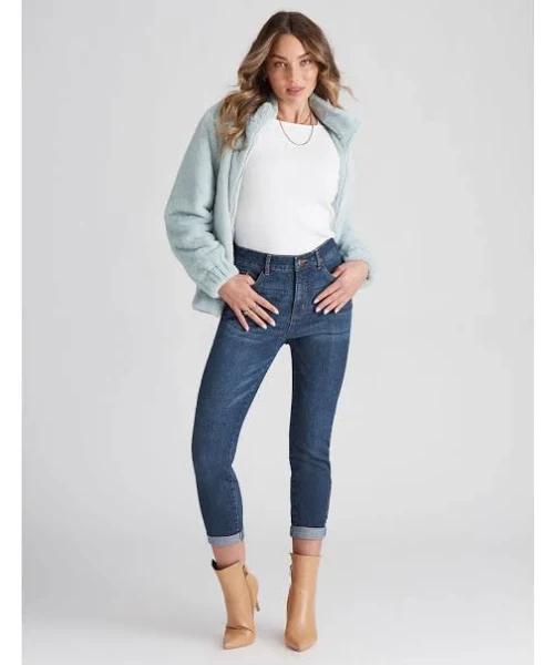 Rockmans Full Length Stitch Detail Denim Jeans - Womens - Dark Wash Onl AU Size 20 - AfterPay & zipPay Available