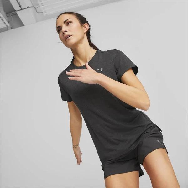 Run Favourite Heather Running T-Shirt Women in Black Heather, Size Small, Polyester by Puma