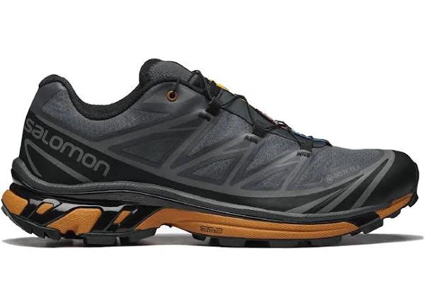 Salomon Men's XT-6 GORE-TEX Utility Sneakers in Black/Ebony/Marmalade, Size UK 3.5 | END. Clothing