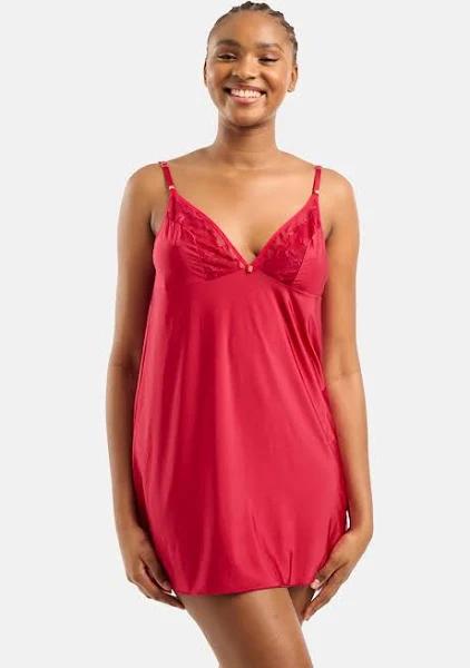 Sans Complexe Precieuse Plus Size Short Chemise Nightie in Persian Red - XL - AfterPay & zipPay Available