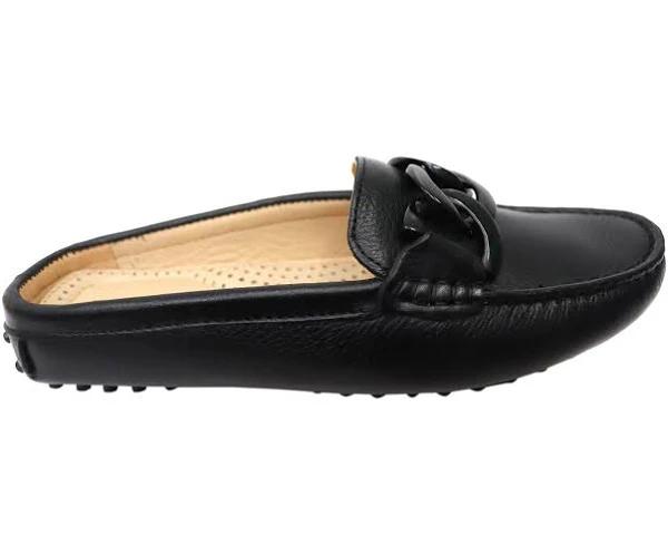 Savelli Paula Womens Brazilian Leather Closed Toe Open Back Mules - Black - 8 AUS or 39 EUR