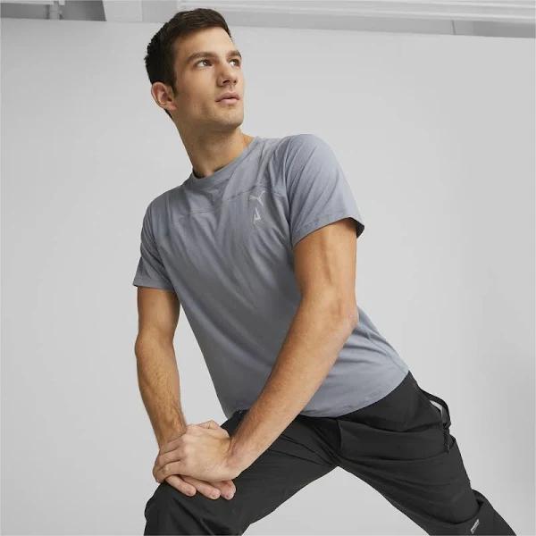 Seasons Men's coolCELL Trail Running T-Shirt in Gray Tile, Size 2XL, Nylon/Elastane by Puma