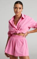 Showpo | Terah Shorts - High Waisted Shorts in Pink | European Summer Outfit
