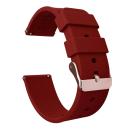 Silicone Watch Band / Strap For Mobvoi Ticwatch Watch Band / Strap in Crimson Red w/ Rose Gold Buckle, Width 18mm | Barton