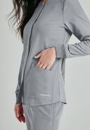 Skechers by Barco Stability Women's 2-Pocket Stretch Warm-Up Scrub Jacket in Moonstruck | Size XS Polyester/recyc Polyester/spandex