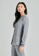 Skechers by Barco Stability Women's 2-Pocket Stretch Warm-Up Scrub Jacket in Moonstruck | Size XS Polyester/recyc Polyester/spandex