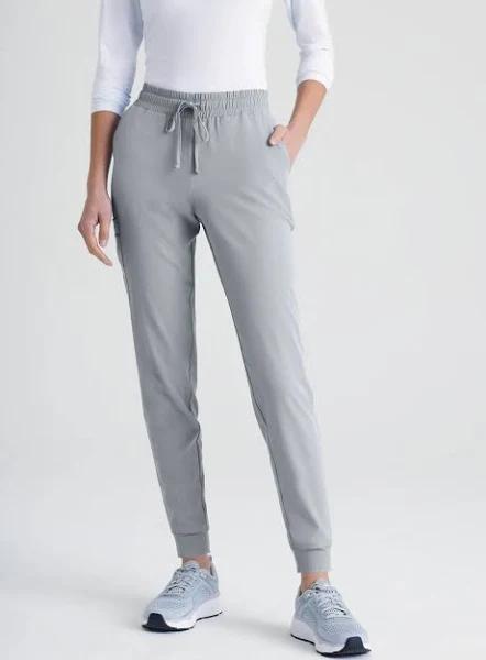 Skechers by Barco Women's 4-Pocket Stretch Cargo Jogger Scrub Pants - Petite in Moonstruck | Size XL Polyester/recyc Polyester/spandex