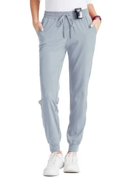 Skechers by Barco Women's 4-Pocket Stretch Cargo Jogger Scrub Pants - Petite in Moonstruck | Size XS Polyester/recyc Polyester/spandex