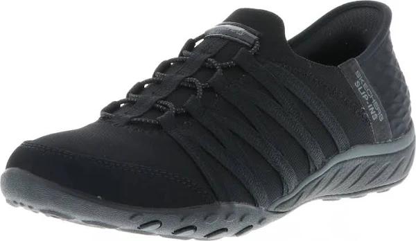 Skechers Slip-Ins: Breathe-Easy - Roll-With-Me Black/Black Size 8 Female US | AfterPay Available