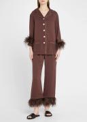 Sleeper - Women's Brown Pyjamas - Party Pajama With Double Feathers - Size M at The Iconic
