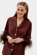 Sleeper - Women's Brown Pyjamas - Party Pajama With Double Feathers - Size M at The Iconic