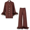 Sleeper - Women's Brown Pyjamas - Party Pajama With Double Feathers - Size M at The Iconic