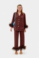 Sleeper - Women's Brown Pyjamas - Party Pajama With Double Feathers - Size M at The Iconic