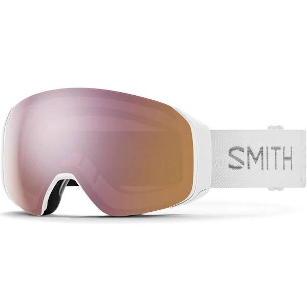 Smith 4D Mag S Snow Goggle - White Chunky Knit - ChromaPop Everyday Rose Gold Mirror Lens w/ ChromaPop Storm Rose Flash Lens | Snow Goggles