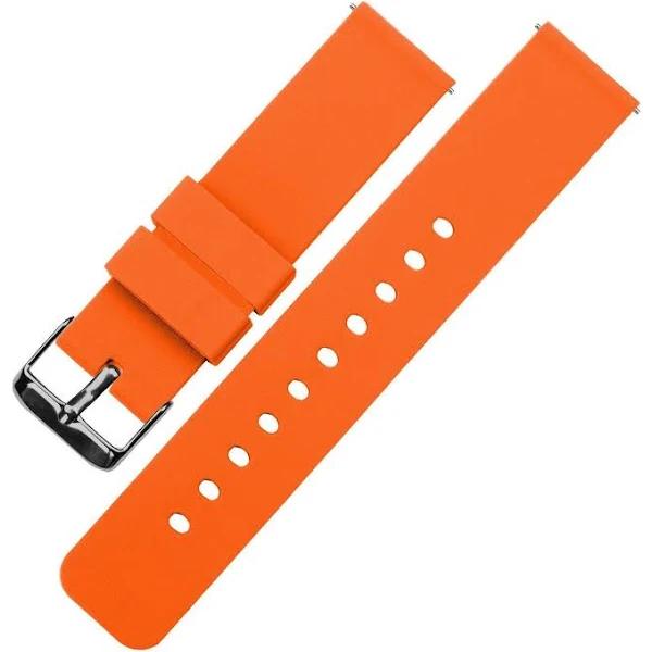 Soft Silicone Watch Band / Strap in Pumpkin Orange w/ Gunmetal Grey Buckle, Width 20mm, Standard Length | Barton