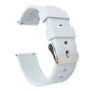 Soft Silicone Watch Band / Strap in White w/ Gunmetal Grey Buckle, Width 20mm, Long Length | Barton