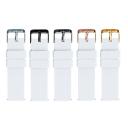 Soft Silicone Watch Band / Strap in White w/ Gunmetal Grey Buckle, Width 20mm, Long Length | Barton