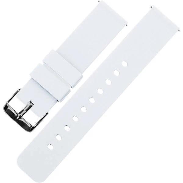 Soft Silicone Watch Band / Strap in White w/ Gunmetal Grey Buckle, Width 20mm, Standard Length | Barton