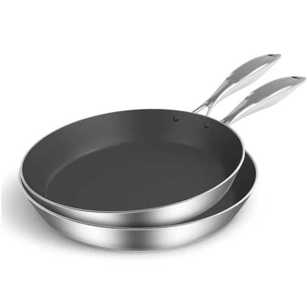 SOGA Stainless Steel Fry Pan 22cm 28cm Frying Pan Induction Non Stick Interior - AfterPay & zipPay Available