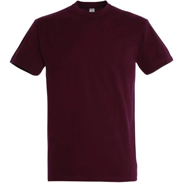 SOLS Mens Imperial Heavyweight Short Sleeve T-Shirt Burgundy 3XL Ringspun Semi-Combed Cotton Mens T-Shirt