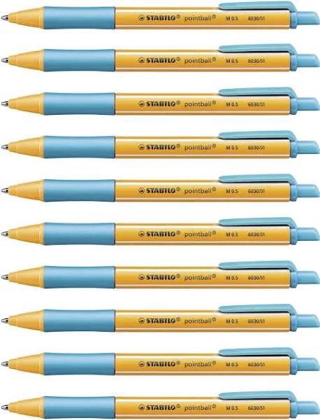 STABILO Pointball Turquoise Pack of 10 - Retractable Ballpoint Afterpay, Zip & Openpay Available