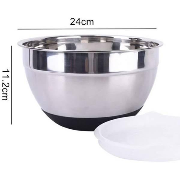 Stainless Steel Mixing Bowls with Lids Silicone Non-slip Bottom Kitchen Utensil Bowl For Salad Bread Pastries Cake Bowl Kichen