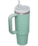 Stanley Adventure Eucalyptus 30oz - Reusable Vacuum Quencher Tumbler with Straw, Leak Resistant Lid, Insulated Cup, Maintains Cold, Heat, and Ice