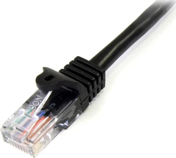 StarTech 1 M Black Cat5e Snagless RJ45 UTP Patch Cable - 1m Patch Cord - Ethernet Patch Cable - RJ45 Male to Male Cat 5e Cable (45PAT1MBK)