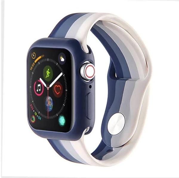 Strapmall Colorful Silicone Sport Watch Band For Apple Iwatch Series 1/2/3/4/5/6/7/SE 42/44/45mm M/L -05 - AfterPay & zipPay Available