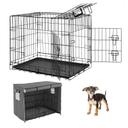 Taily 30" Pet Crate Dog Cage 3 Doors Collapsible Metal Kennel Rabbit Cat Puppy House w/ Tray & Cover